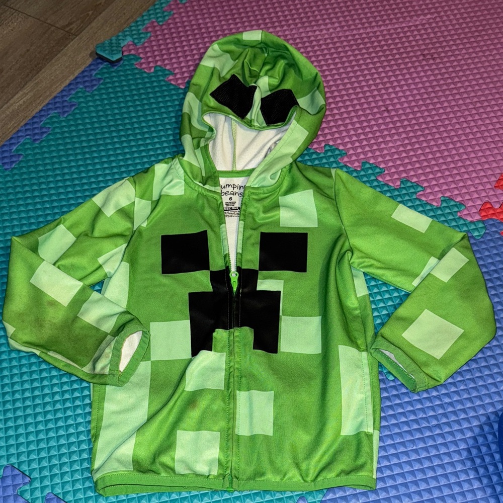 Minecraft Green Pixelated Hoodie with Black Accents